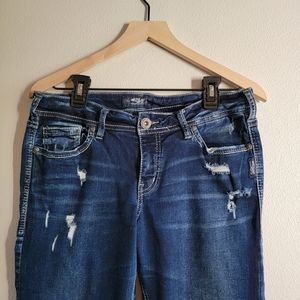 Silver Jeans Capri, 31, Med wash